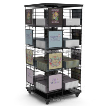 Movable Stationery Retail Store Book Display Rack Free Standing, Stationery Comic Book Display Rack